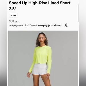 lululemon speed up high rise lined shorts